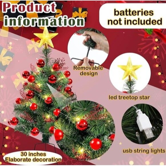 4 Pack 30” Christmas Tree Planter Holliday Insert USB Pre Lit Artificial NEW R5 - Picture 2 of 7